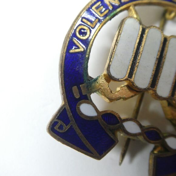 US Army 7th Infantry Pin Volens Et Potens Vintage Blue White Enamel Insignia - Picture 4 of 6